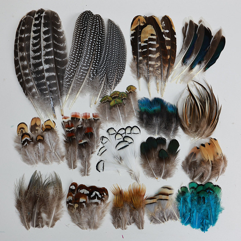 Factory wholesale diy small feather natural pheasant feather duck feather kindergarten handmade jewelry funny cat dream catcher net material