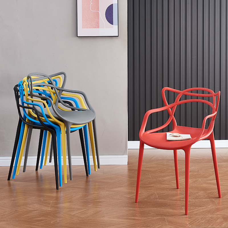 Silla de comedor nórdica red silla de maquillaje silla de plástico moderna silla simple silla de gato plástico casero taburetes apilables