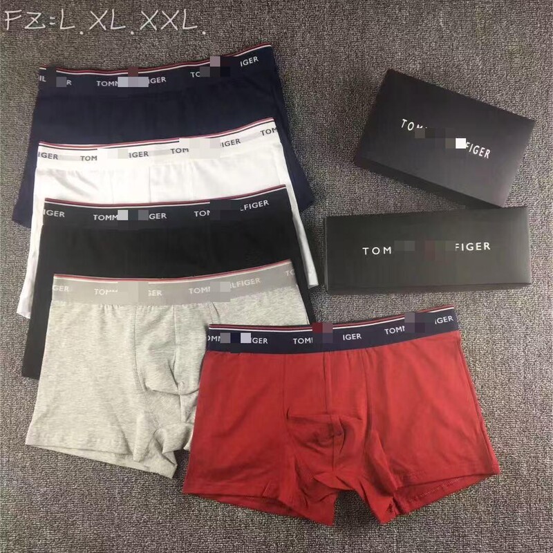 Boxers export-quality cotton men's boxer briefs, breathable and trendy, mid-length, cotton Tommy men's boxer briefs, gift box set