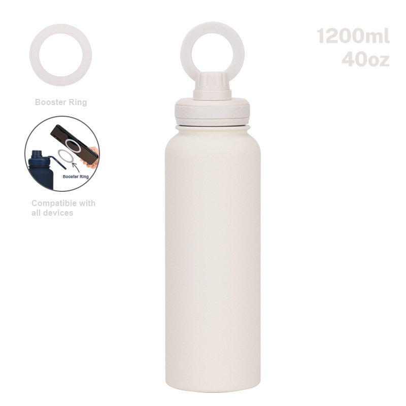2025年 クロスボーダー 1200ml ステンレス製スポーツウォーターボトル 広口 ポータブル マグネット式ボトル アウトドアスポーツ 保温カップ|undefined