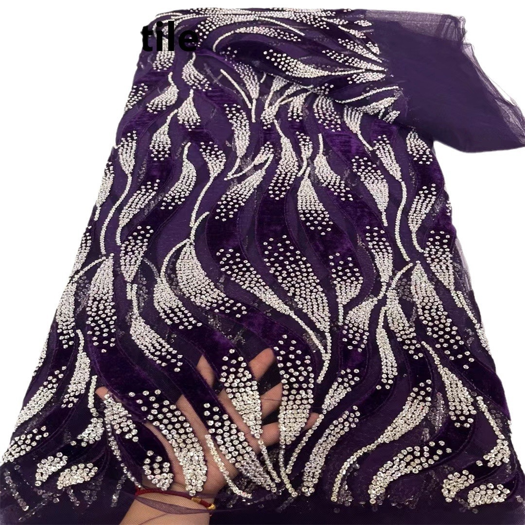 Otoño y invierno nuevo tejido de filamento de sequilla tela de encaje de malla europea y americana vestido de moda ropa de espectáculo bolsas y zapatos DIY accesorios
