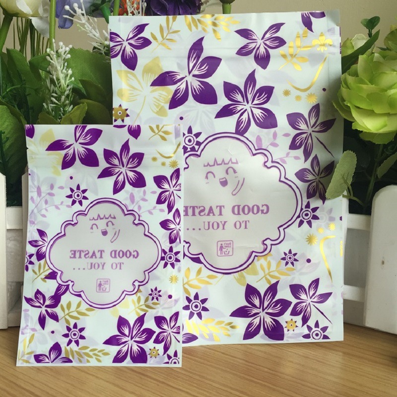 现货批发 印紫色金花拉骨袋哑光干果花茶包装袋自封袋 可定货印刷