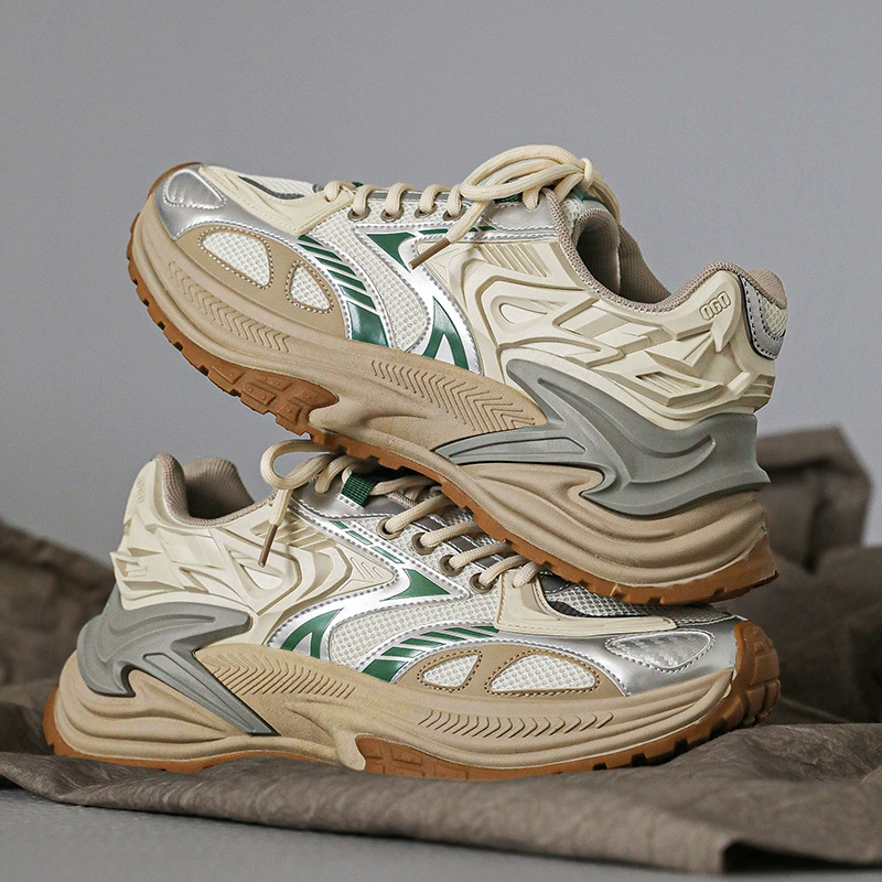 Новые мужские кроссовки на толстой подошве для увеличения роста, сетчатые кеды в стиле кэжуал, модные мужские туфли в стиле механика, трендовый дропшиппинг.