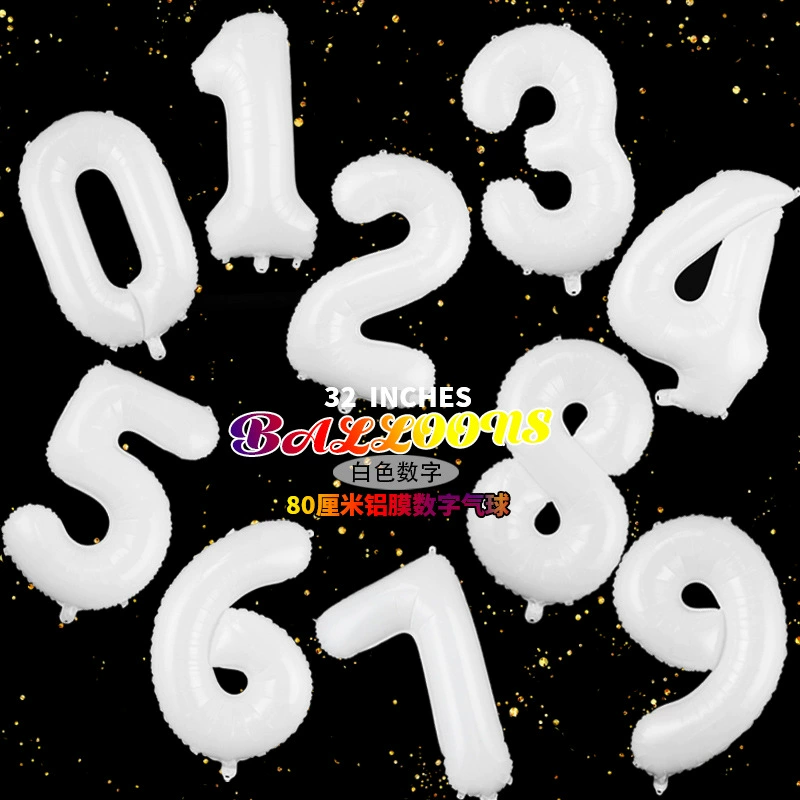 Digital white balloon, sticker, decorations for photo sessions, props, 32inch