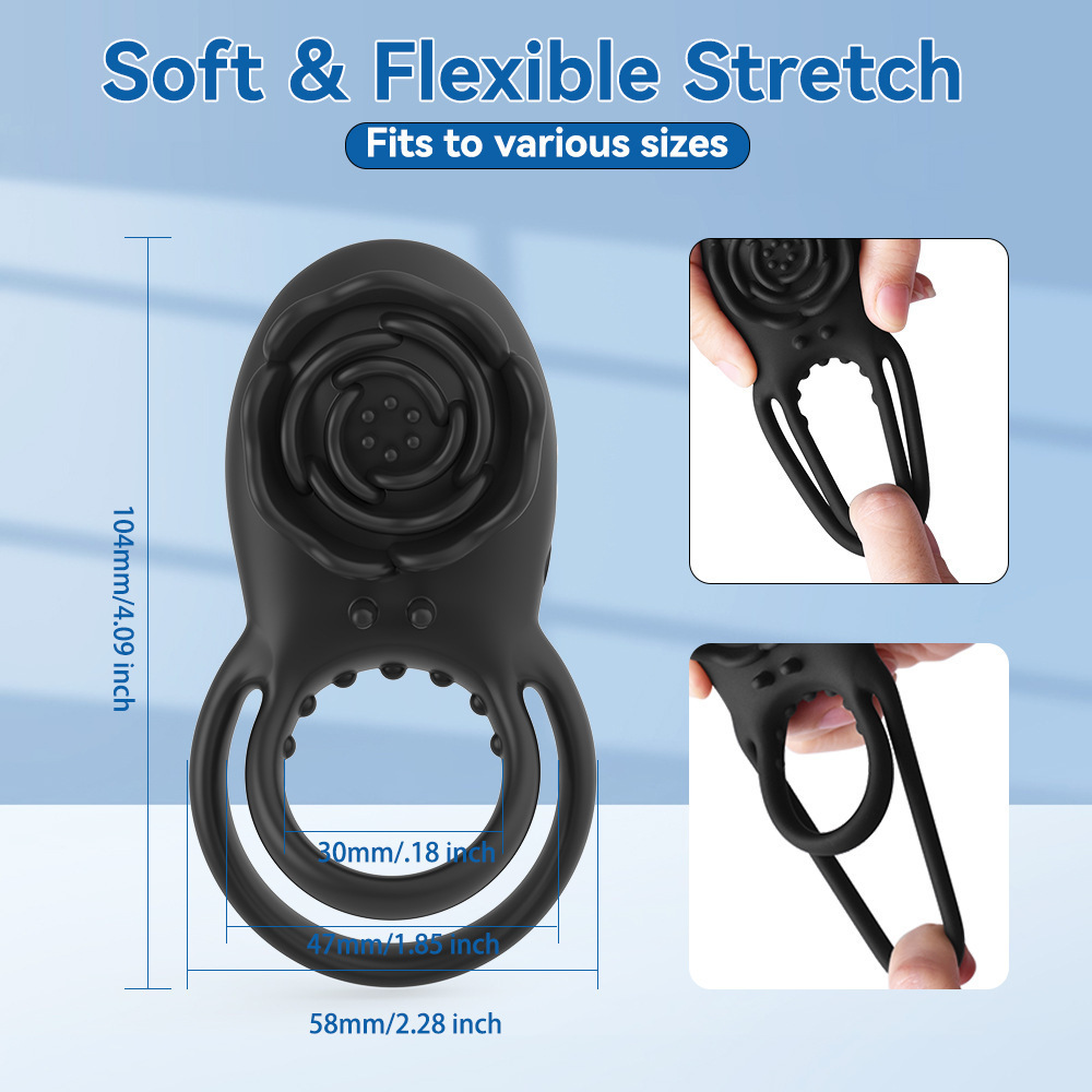 Rose Wireless Remote Vibrating Ring Prostate Massager, 8-Frequency Silicone Cock Ring — detail image 10