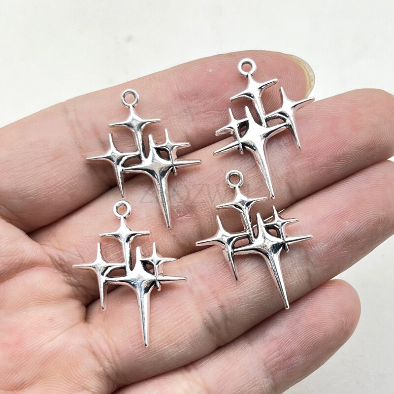 DIY Jewelry Accessories Star Mans Personality All-match Ancient Silver Cross Star Small Pendant Necklace Earrings Jewelry Pendant