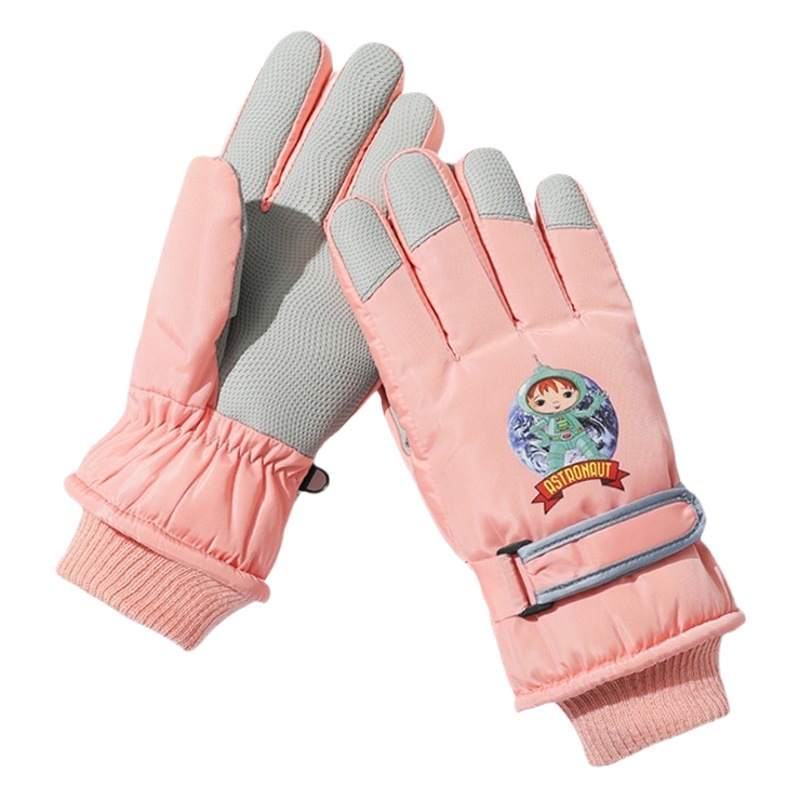 国境を越えた子供用手袋、スキー、サイクリング、冬用、男女学生向け、漫画風、かわいい、厚手、裏起毛、秋冬用、保温、卸売