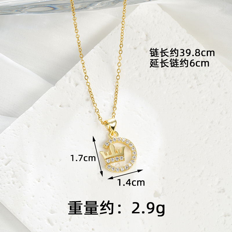 Collar de oro de arena vietnamita de lujo ligero, pendientes de corona hueca de diamantes de estilo europeo y americano, joyería de temperamento francés femenino al por mayor