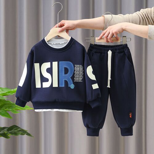 3128 Boys Spring Clothes Set  New Fashionable Boy Baby Internet Celebrity Spring and Autumn Sweater Children's Handsome Children's Clothes