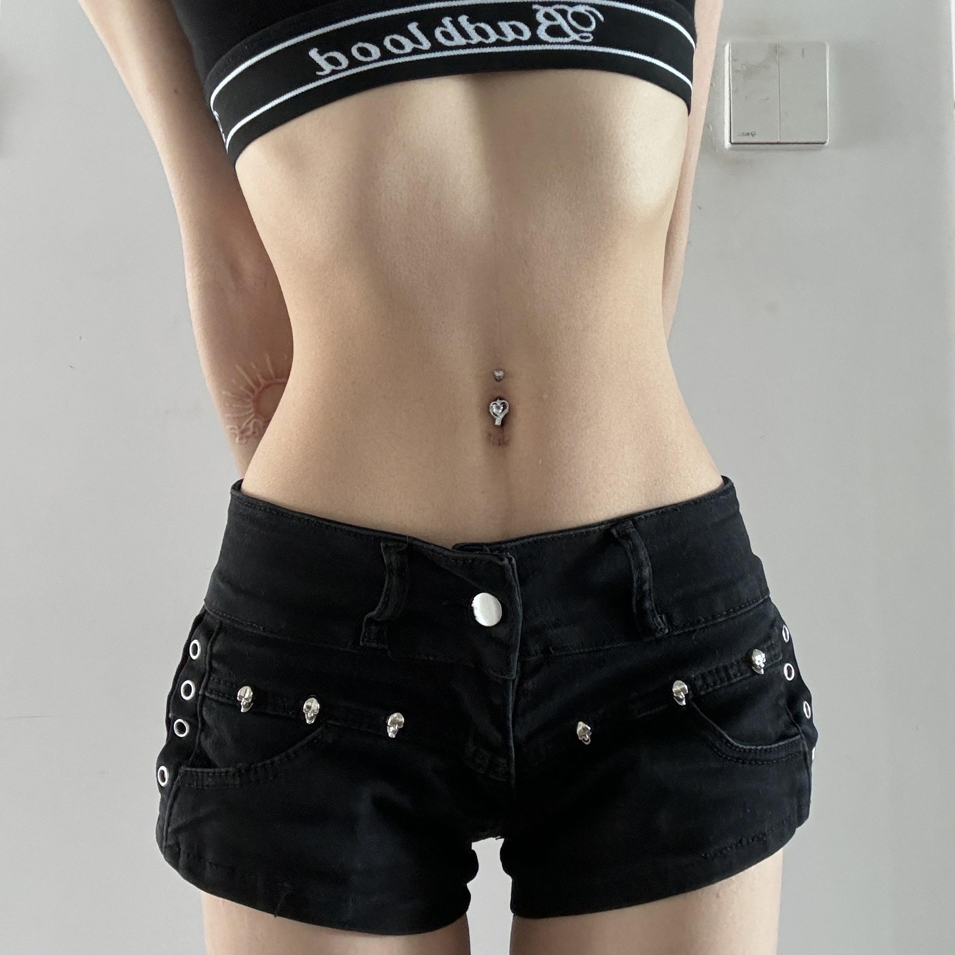 Diamond Heart Bow Navel Piercing Elegant Belly Button Jewellery_voghion.com