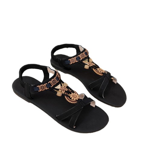 Women's Fashionable Versatile Cross-border Plus Size 2025 Summer New Round Head Flat Sole Breathable Casual Women's Sandals