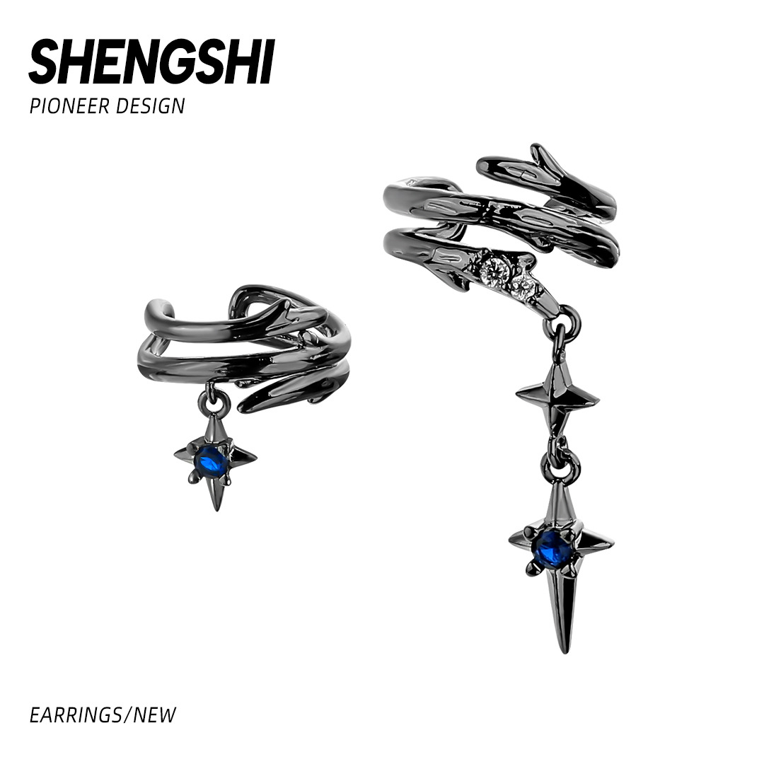 Niche design dark thorn ear bone clip without pierced female high-grade fashion cool retro personalized jewelry ear clip earrings