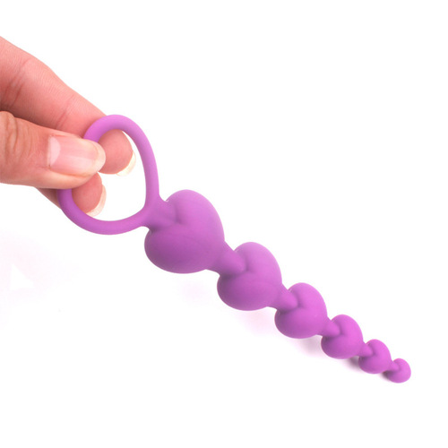 Heart-shaped silicone beads, fun anal plug, male and female shared anal masturbation device, adult sex products source