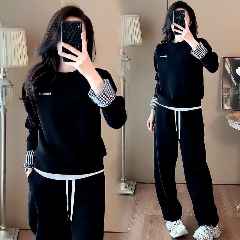 春秋季休闲运动服套装女新款时尚洋气显瘦拼接长袖减龄两件套2025|undefined