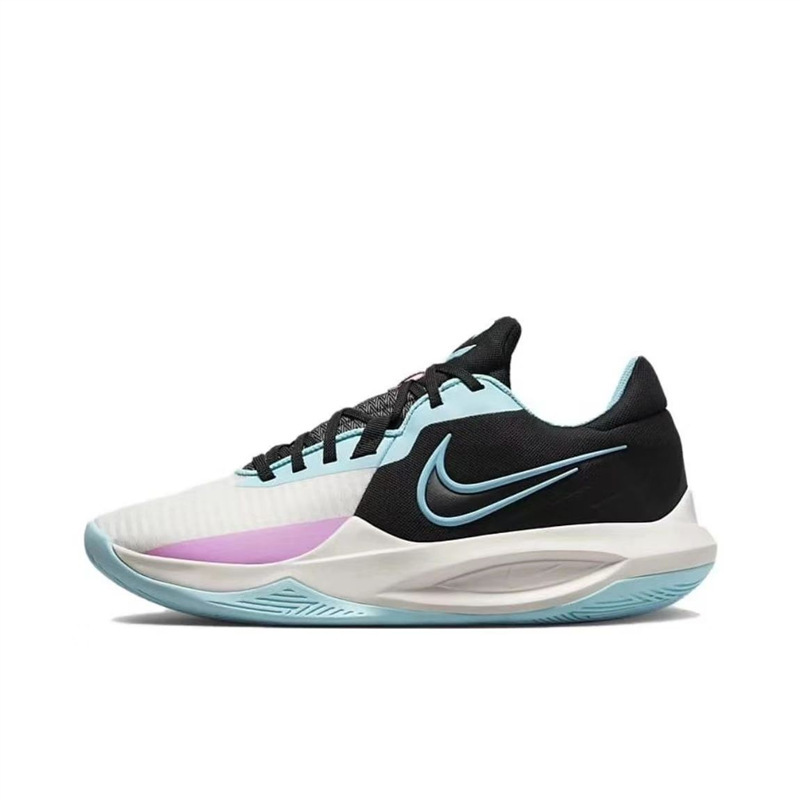 Pure Original Precision Precision Low-Top Basketball Shoes White and Purple Cushioning Anti-Slip Practical Sports Shoes