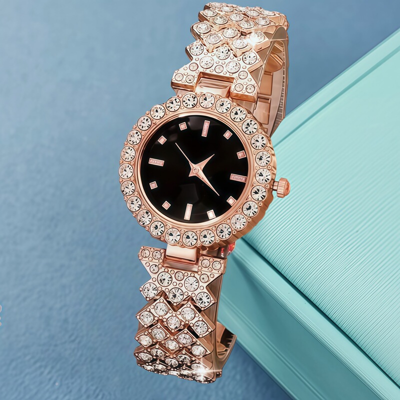Cross-border explosive sale of women's watches diamond accessories 5pcs suit new gem quartz watch women can be customized for color retention Cross-border explosive sale of women's watches diamond accessories 5pcs suit new gem quartz watch women can be customized for color retention