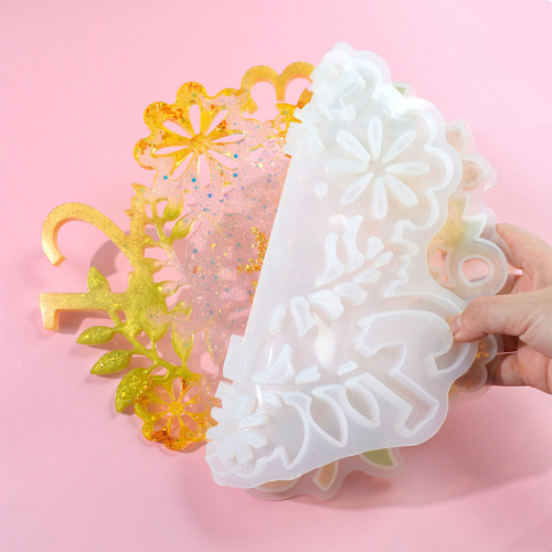 Floral DIY glue mold clock mold homemade material large and small flower clock mirror silicone mold