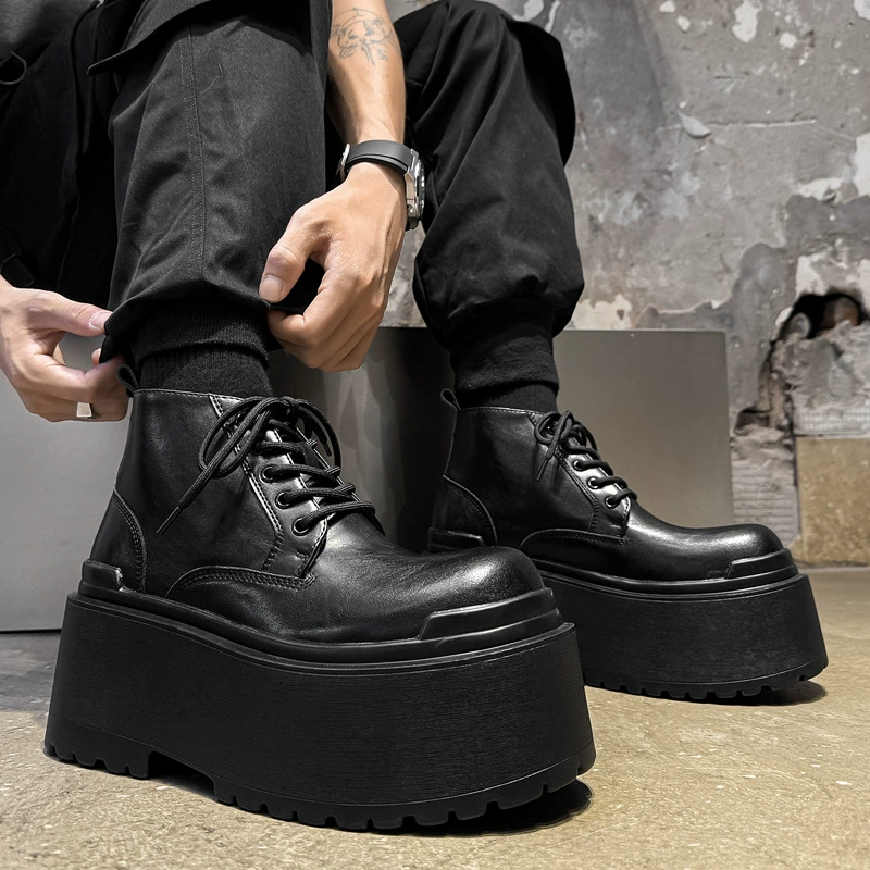 Мужские туфли дерби на толстой подошве, увеличивающие рост на 10 см, ботинки Martin на платформе в британском стиле с ощущением высокого класса, туфли с большим носком 16800-K.