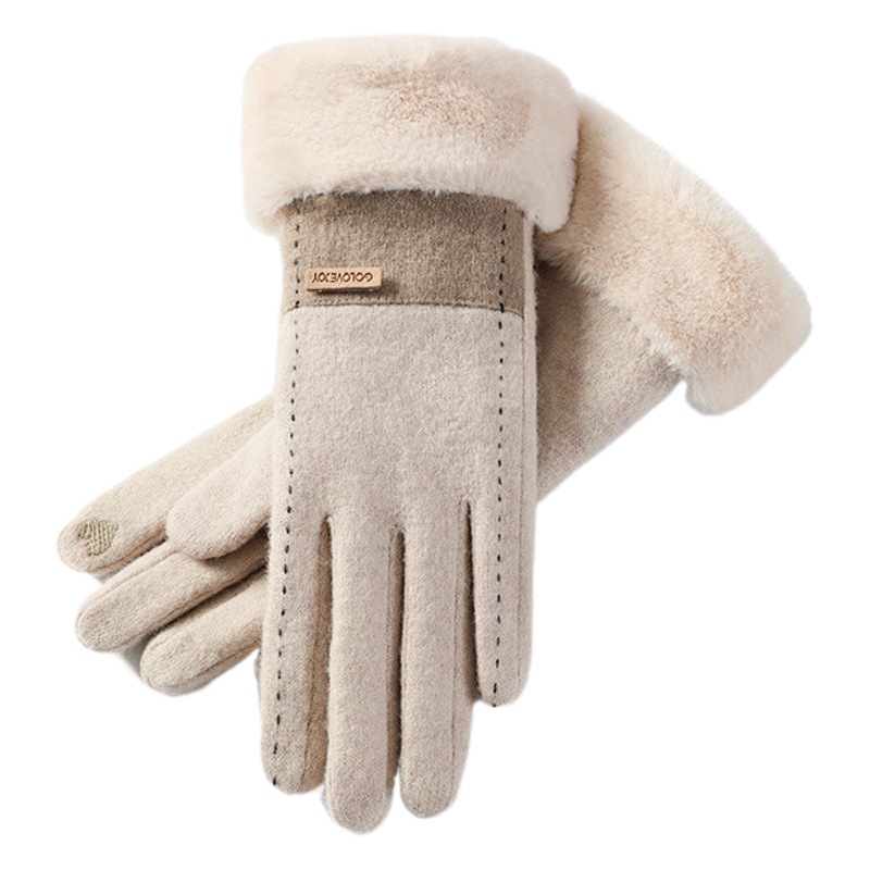 Guantes de lana invierno de las mujeres nuevo ciclismo cálido forrado de lana coche eléctrico cachemir invierno mujer conducción pantalla táctil
