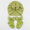 Children's hat, socks, non-slip set, scarf for new born, 0-6 month