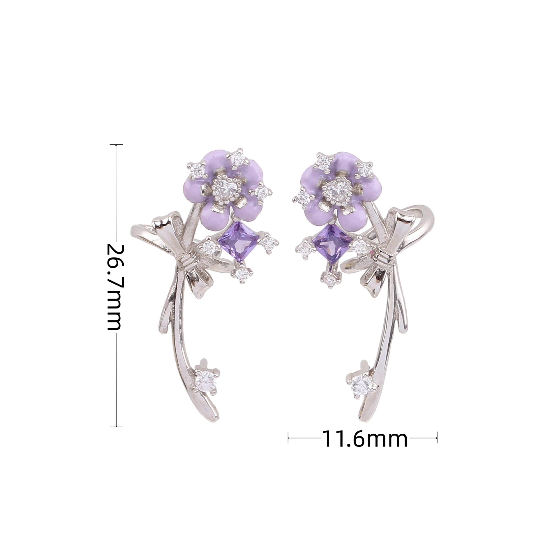 1 Pair Elegant Flower Bow Knot Plating Inlay Sterling Silver Zircon White Gold Plated Gold Plated Earrings display picture 2