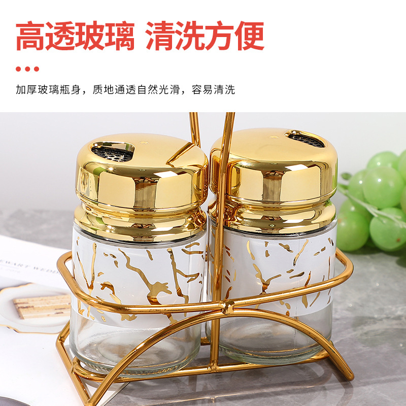 Botella de condimento de cocina de lujo ligero, frasco de condimento de dos piezas para el hogar creativo, condimento, pimienta, chile en polvo, botella de espolvoreado al por mayor