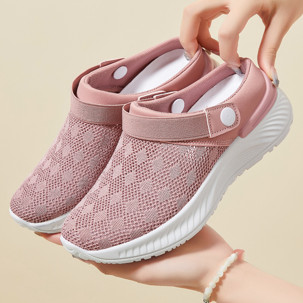 Zapatillas de verano transpirables para mujer, venta al por mayor transfronteriza, zapatos de mujer de media caña, suela blanda, zapatos casuales sin cordones