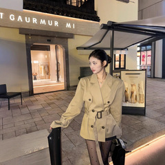 感风衣外套女秋季新款女装卡其色英伦风小个子收腰短款大衣