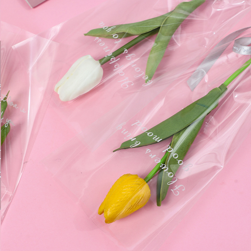 Material de embalaje de flores del día de San Valentín embalaje de flores al por mayor individual bolsa de embalaje transparente opp bolsa individual de celofán impermeable