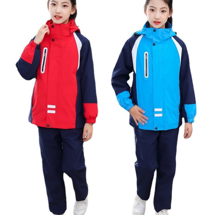 新款冲锋依中 小学生校服班服 三合一加绒防水防风可做logo校徽