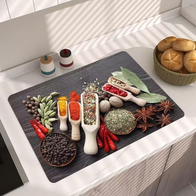 Cocina americana transfronteriza almohadilla de drenaje de agua de escritorio de absorción de agua de secado rápido almohadilla de escritorio resistente al desgaste de barro de diatomeas aislamiento térmico almohadilla antideslizante image 9