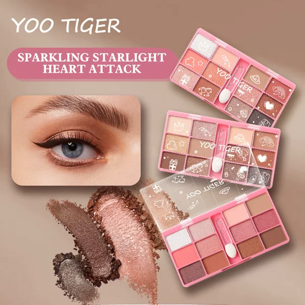 【For export only / Cross-border YOO TIGER】Girl's Pink Daily Earthy Milk Tea Twelve-Color Eyeshadow Palette 9106