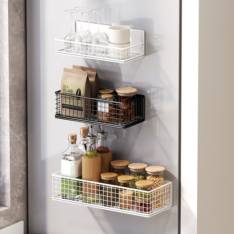 Refrigerator Magnetic Absorbing Storage Rack Magnetic Absorbing Outside Side Side Hanger Side Storage Hanging Box Kitchen Fresh-keeping Bag Storage Basket
