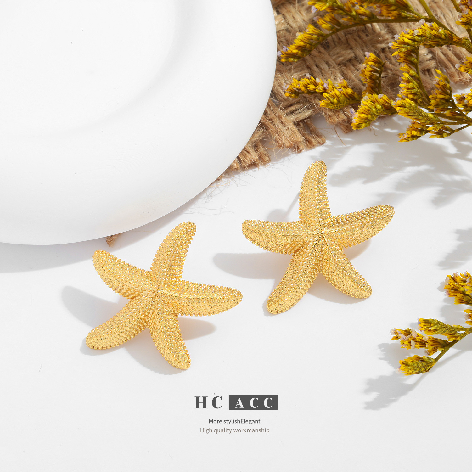 european-and-american-ocean-series-golden-starfish-earrings-irregular-geometry-five-pointed-star-earrings-light-luxury-high-end-womens-earrings