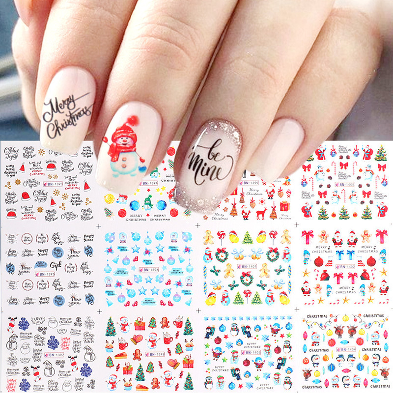国境を越えた新しいネイルアート透かしシールバレンタインデーinsかわいいアニメ熊オウム爪シールnail|undefined