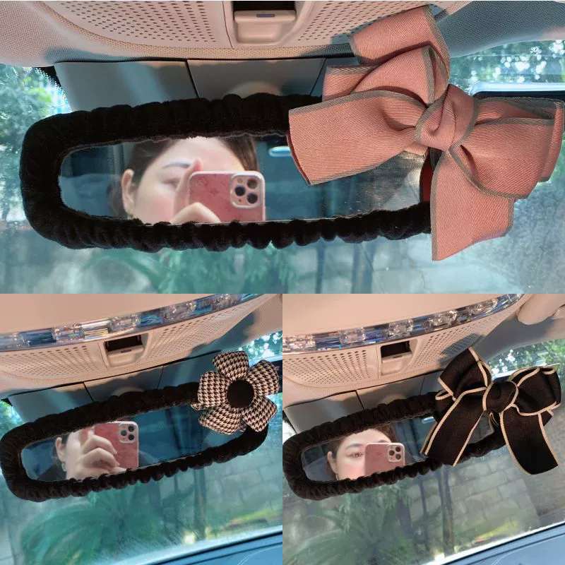 Женская крышка зеркала заднего вида электромобиль украшения зеркала заднего вида Мультфильм Лук цветок крышка зеркала заднего вида