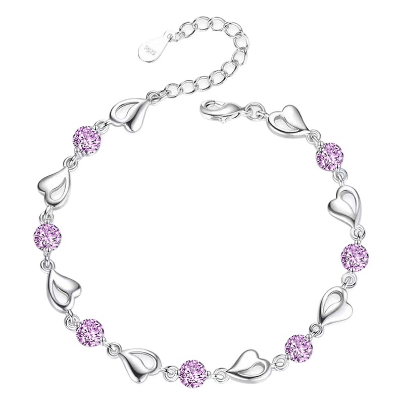 2025 Korean Version of the Ocean Heart Blue Crystal Heart-Shaped Bracelet for Women with Diamond-Encrusted Blue Zircon Heart Necklace, Exclusively Available for Cross-Border Sales
