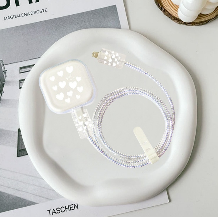 둥근 흰색 사랑 [5종세트-큰머리1-작은머리2-보호로프1-스트랩1]