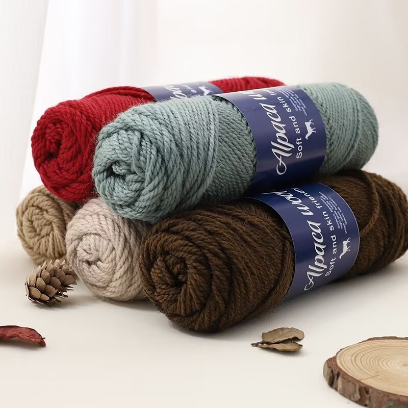 Alpaca Wool Stick Needlework Feels Comfortable and Soft, Suitable for Hand-Knitted Scarves and Other DIY Medium-Thick Wool Balls