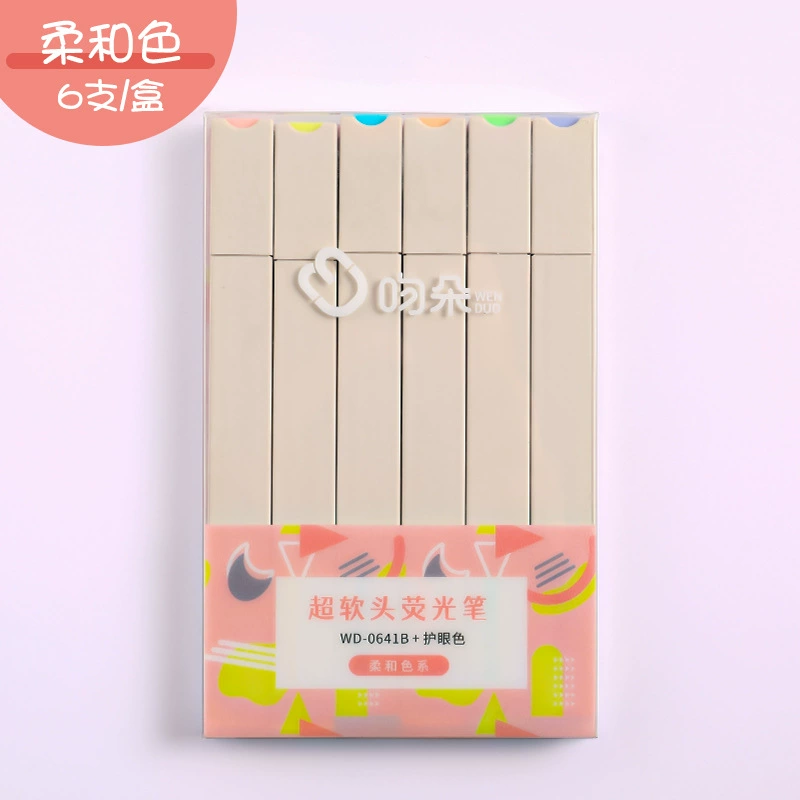 Soft-Head Highlighter (Morandi) oblique tip, pastel marker set, student note & drawing