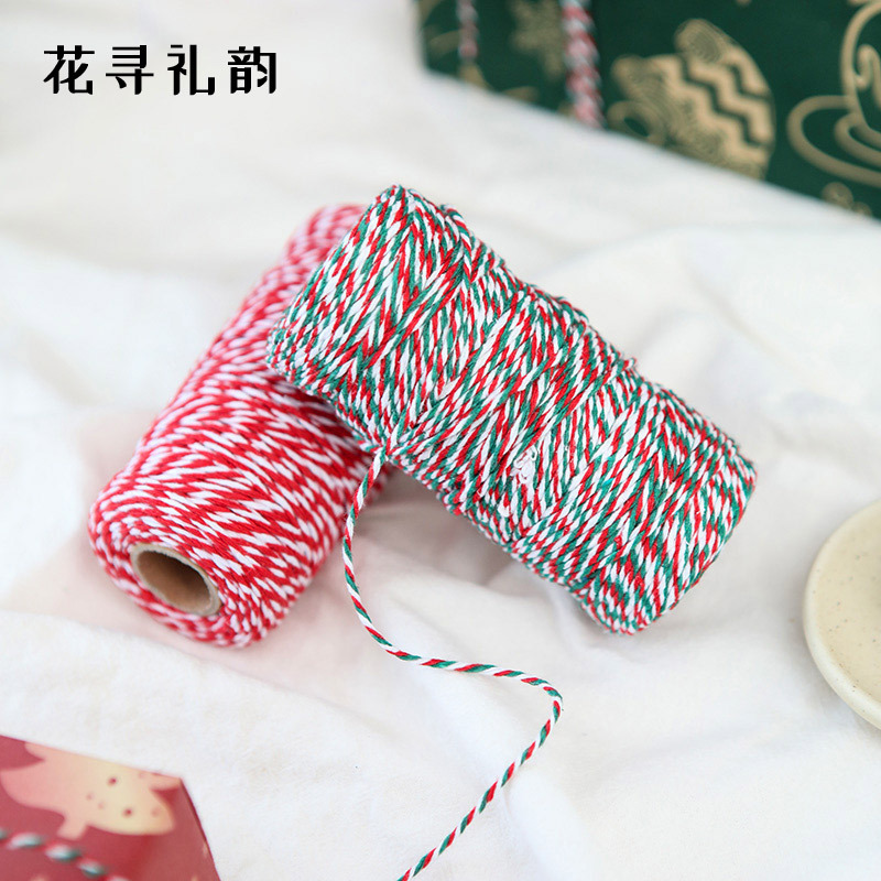 2mm de dos colores de algodón cuerda tejida a mano DIY de doble hilo de color rojo etiqueta delgada cuerda de algodón cinta de cuerda de cáñamo de color
