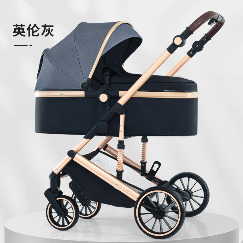 Personalizado alto paisaje cochecito de bebé se puede sentar y acostarse plegable cuatro estaciones cochecito de bebé universal cuatro ruedas antichoque coche bb
