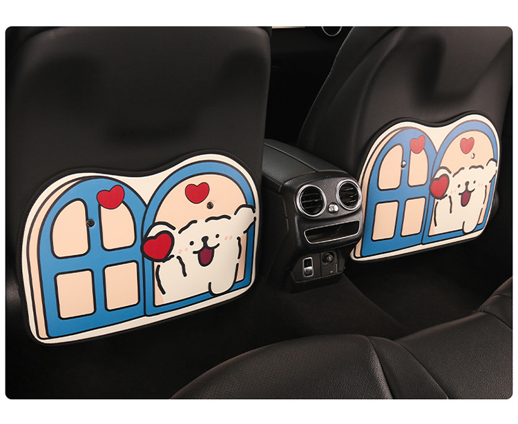 Window Dog-Shaped Anti-Kick Pad, Cute Cartoon Chair Back Anti-Kick Pad for Women, Car Seat Anti-Dirt Pad, Line Drawing Dog Design