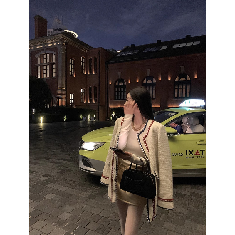 Ouyang Tweed Small Fragrance Jacket Women's Autum 2024 New High-End Loose Retro Round Neck Top