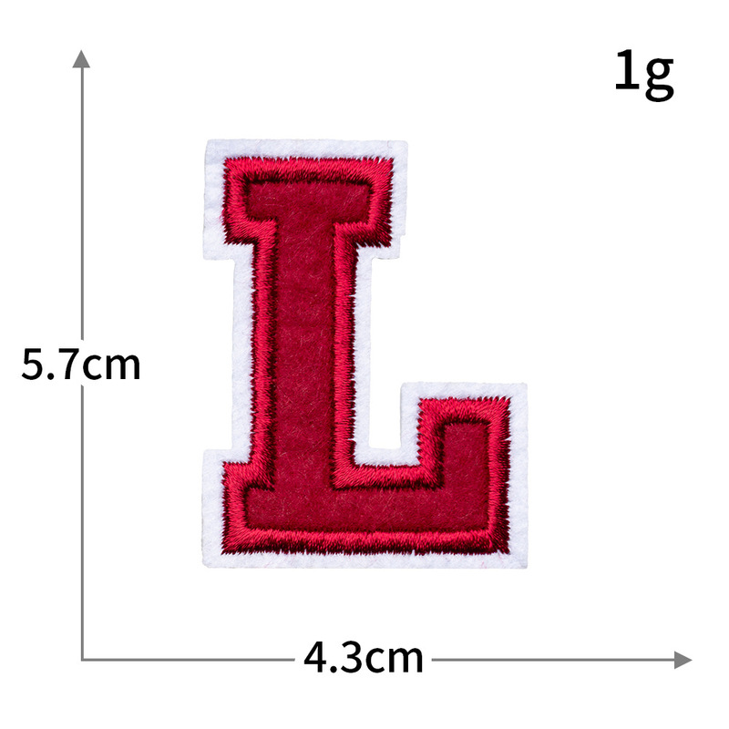 クロスボーダーの赤い白い縁の26の英語のアルファベットのコンピュータの刺繍の布はゴムを貼って服の装飾の布を貼ります。|undefined