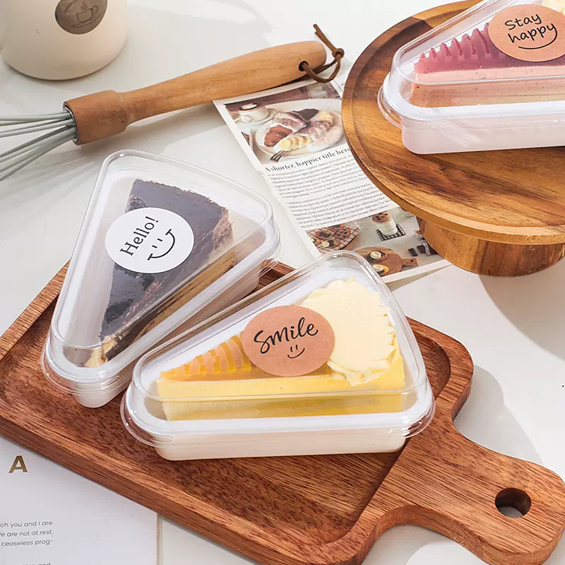 三角形蛋糕切块慕斯打包盒6寸8寸切角千层透明西点烘焙包装分装盒