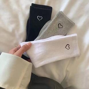 Men's and Women's Stockings Ins Trend Preppy Style Sports Socks Autumn and Winter Mid-Calf Black and White Cotton Socks K-Style Ins Trendyy Socks