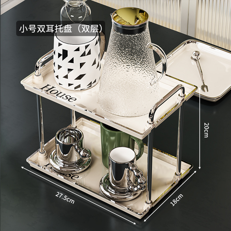 [더블 레이어 스몰] 프렌치 크림 화이트 이어 스토리지 랙