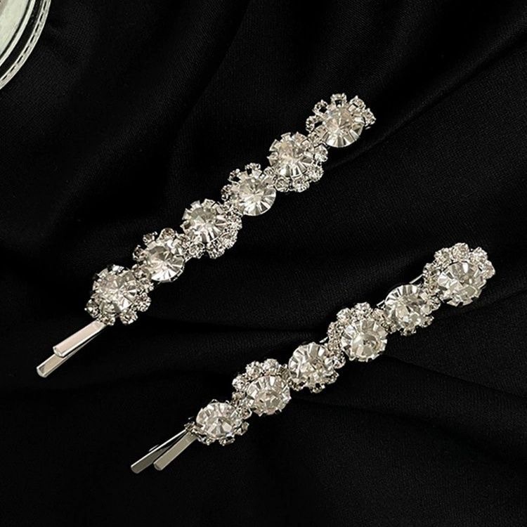 女性団風オーストリアフラッシュドリルのヘアピン一字クリップ前髪エッジクリップ水晶ドリル甘いアンドロメダ気質サイドクリップ