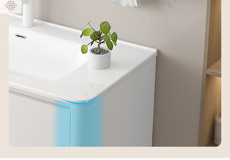 Arc-shaped honeycomb aluminum thickened space aluminum bathroom cabinet, integrated ceramic washbasin cabinet set, face washing, makeup and washbasin undefined
